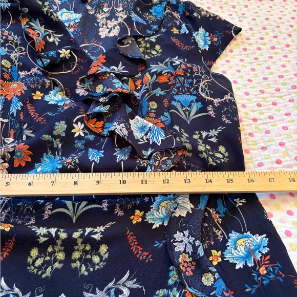 Papillon Ruffle Floral Print Dress-Size Large-Side Zipper - Picture 5 of 11